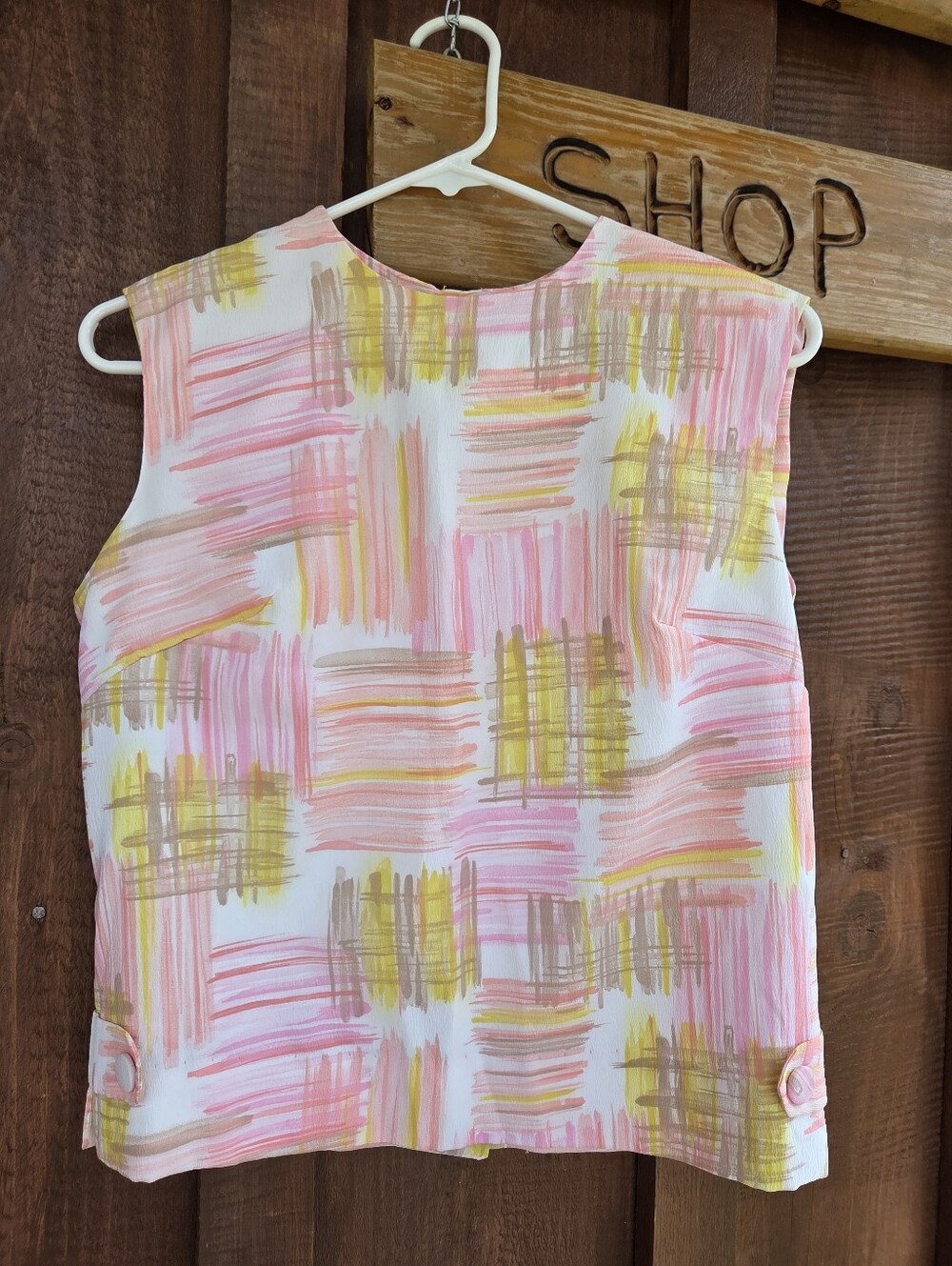 Vintage 1960s Sears Hashtag Sleeveless Blouse